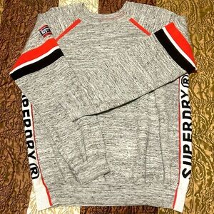 Superdry Pullover Cotton Sweater - Men's Size M - Striped + Graphic Print